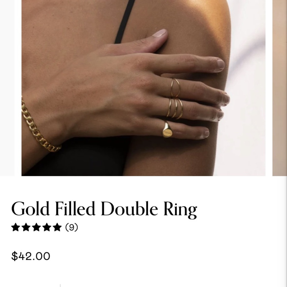 Gold Double-Band Wave Ring - Picture 2 of 5